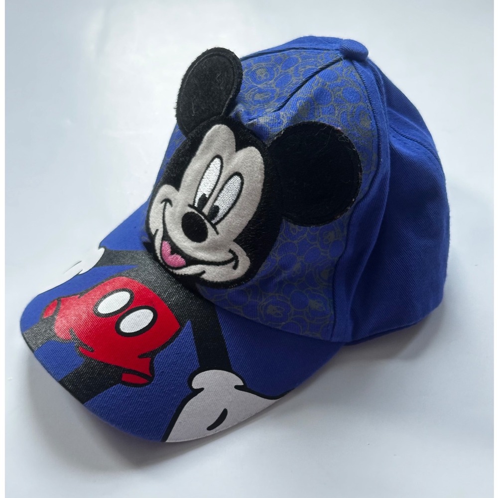 Disney Mickey Mouse Kids Blue Baseball Cap Hat 3D Ears Character Graphic - Picture 2 of 2